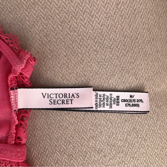 Victoria's Secret Floral Stretchy Lace Pink Racer Back Underwire Bralette M - Picture 9 of 13